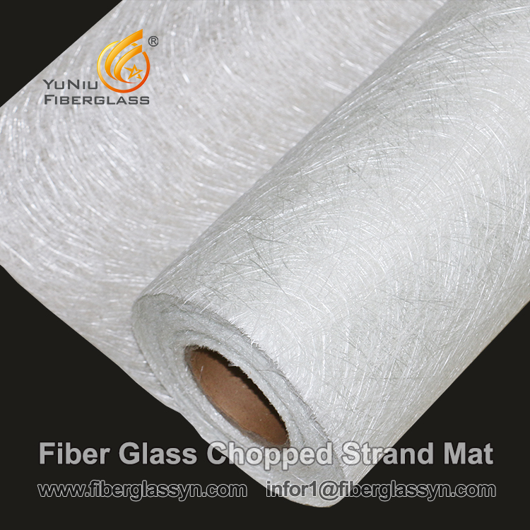 Fiberglass Chopped Strand Mat and adhesive are evenly distributed